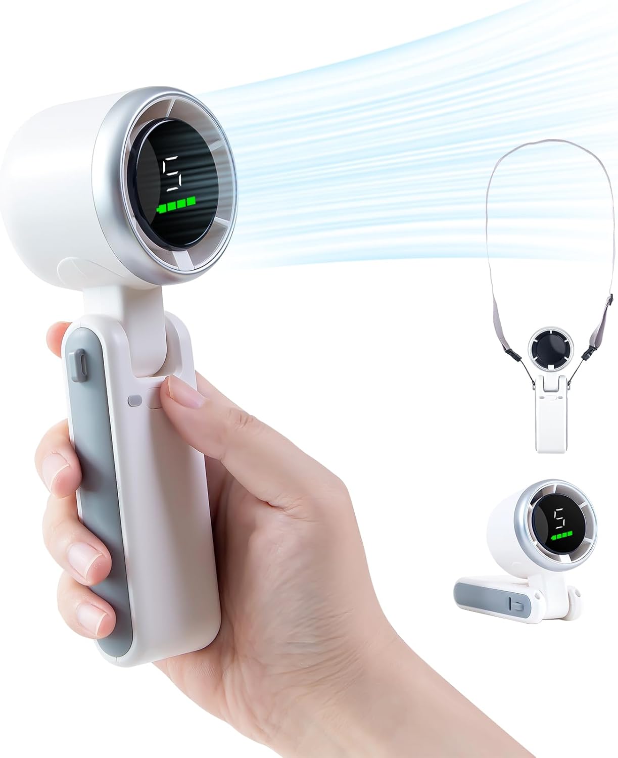 مروحة تربو محمولة باليد 5 سرعات بطارية 3600mAh مع شاشة LED