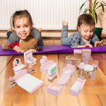 مجموعة أثاث بيت الدمية الخشبية