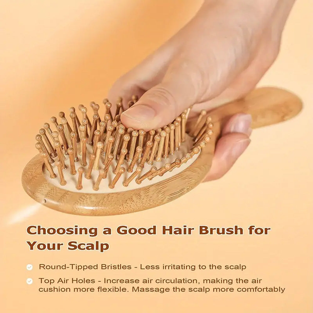 فرشاة شعر بيضاوية من الخيزران