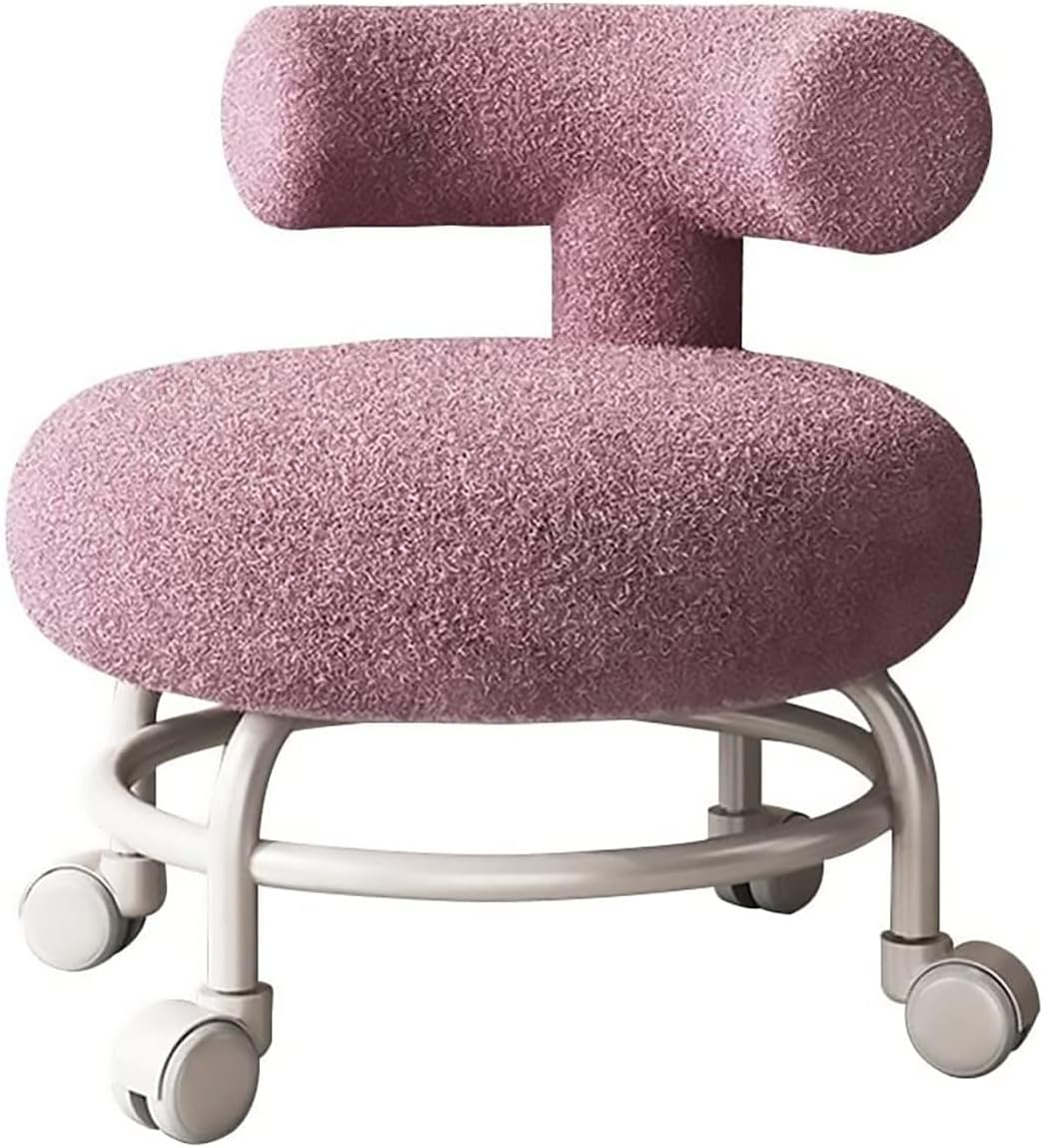 كرسي بتصميم قصير وعجلات من القطيفة