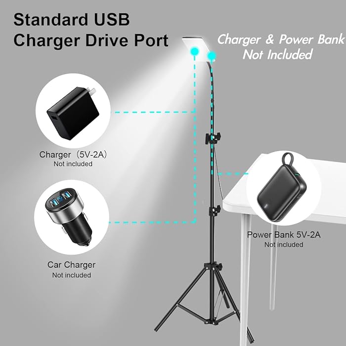 مصباح التخييم بإضاءة إل إي دي مع حامل ثلاثي