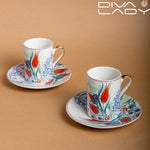 طقم فنجان قهوة بنقش زهور