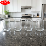 طقم أكواب زجاجية شفافة بيضوية