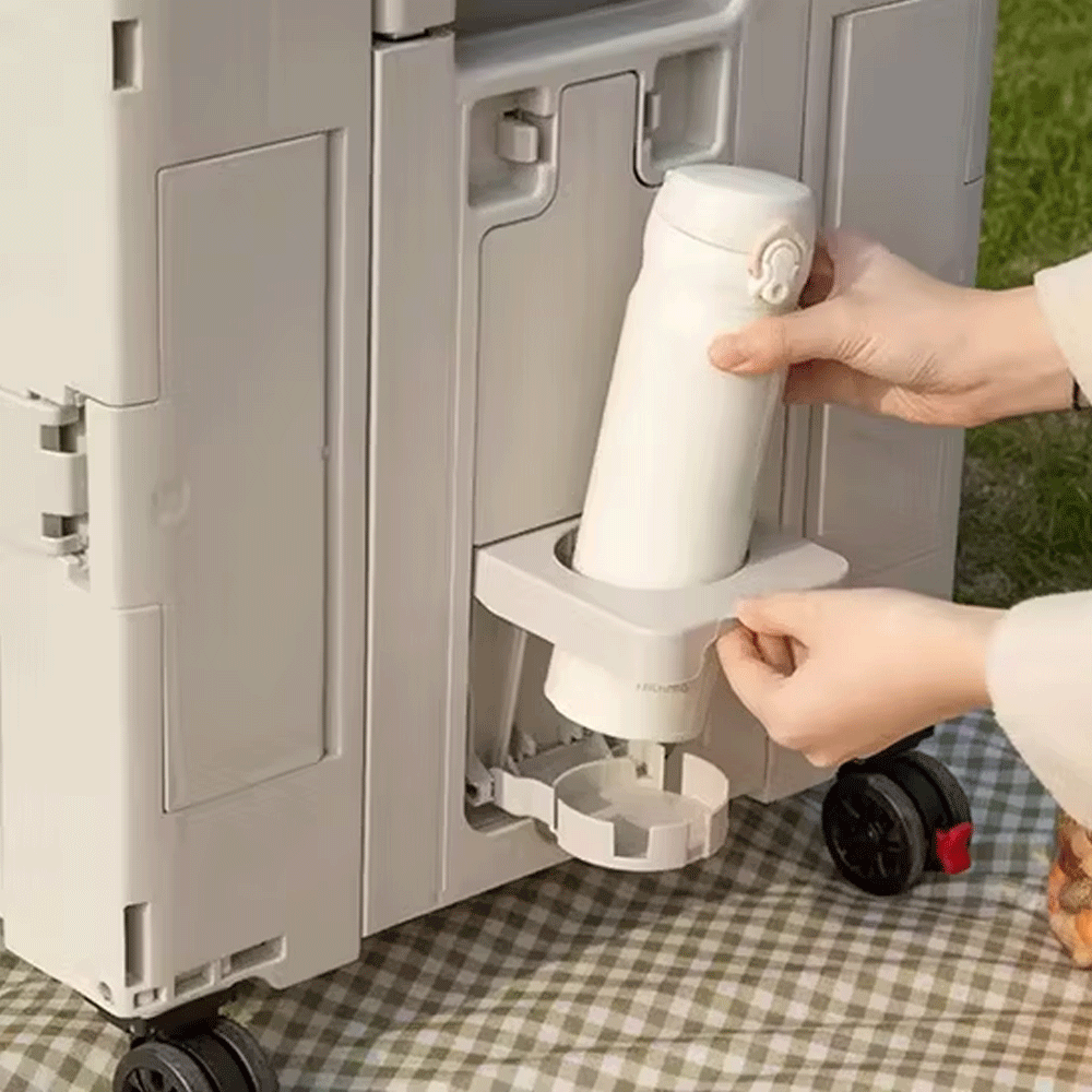 عربة مع طاولة تخييم قابلة للطي