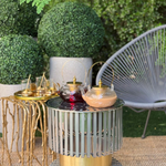 دوة و شواية معدنية بإطار ذهبي