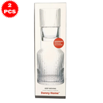 طقم قارورة وكوب زجاجي محزز