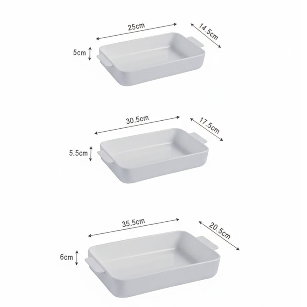 طقم صواني سيراميك مستطيل الشكل مكون من 3 قطع