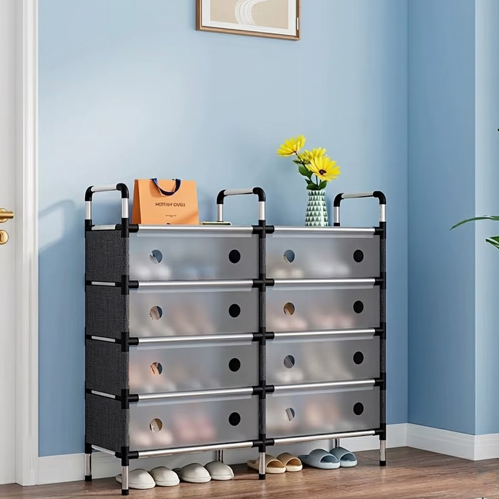 خزانة أحذية بواجهات سحب شفافة