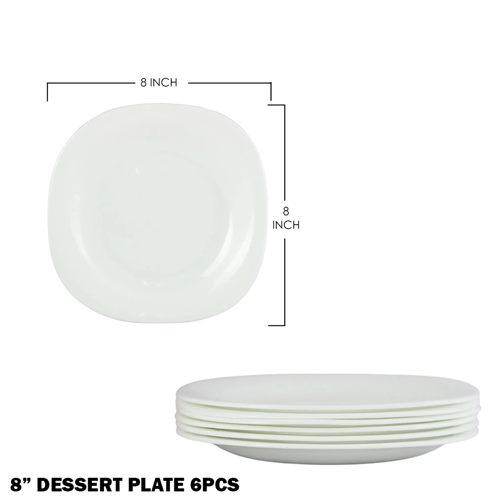 طقم أطباق سفرة فاخر أبيض 24 قطعة