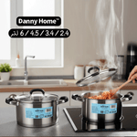 قدر طبخ طويل ستانلس بغطاء