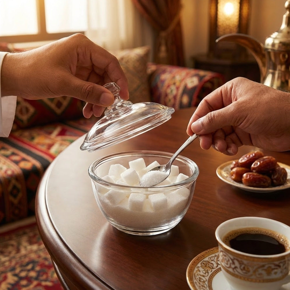 وعاء سكر مع ملعقة - 12 سم