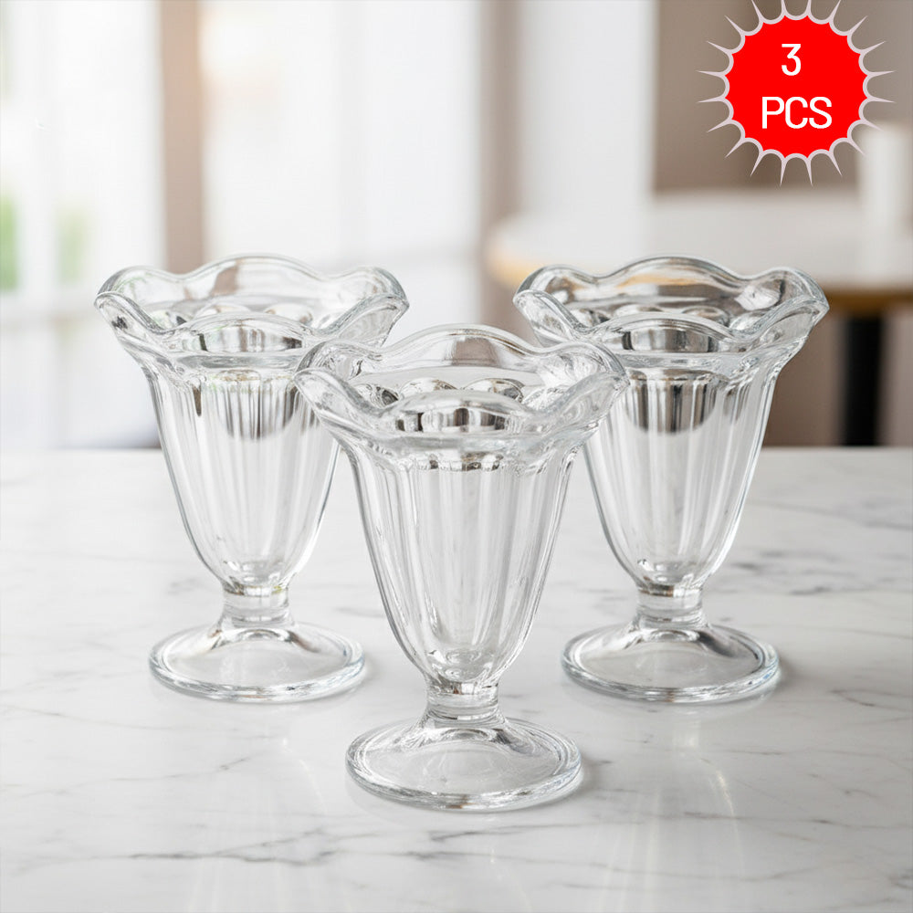 كوب آيس كريم زجاجي كلاسيكي 3*185 مل