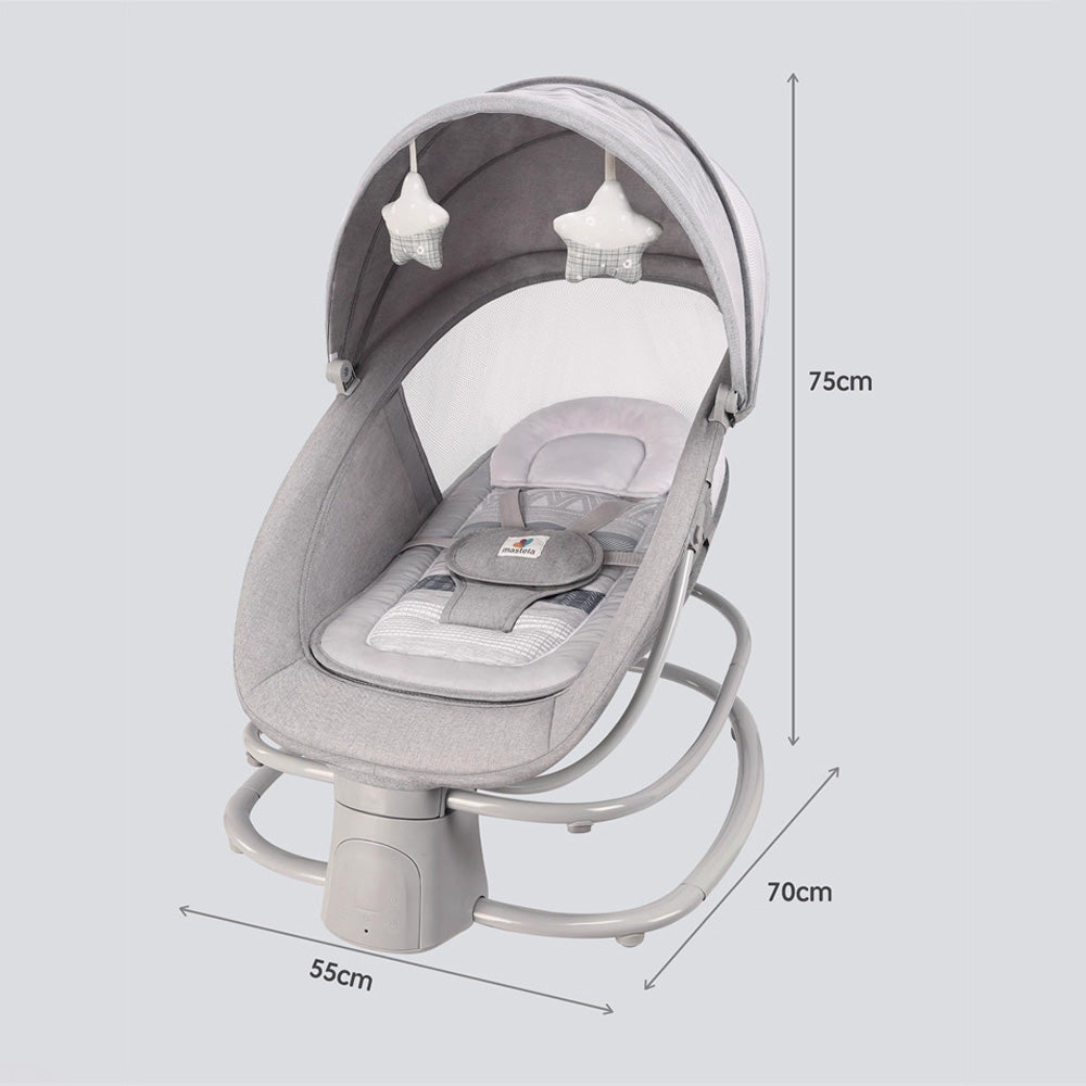 كرسي هزاز مع مظلة وألعاب قطيفة