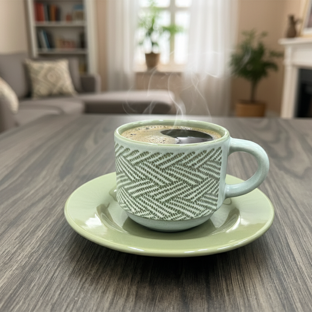 طقم فناجين مع صحون – 12 قطعة (80 مل)