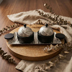 صينية تقديم مستطيلة مع وعائين