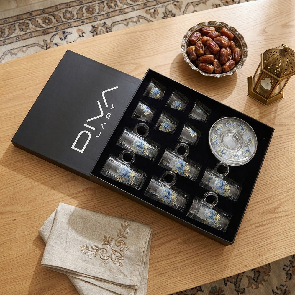 طقم استكانة وفنجان 18 قطعة