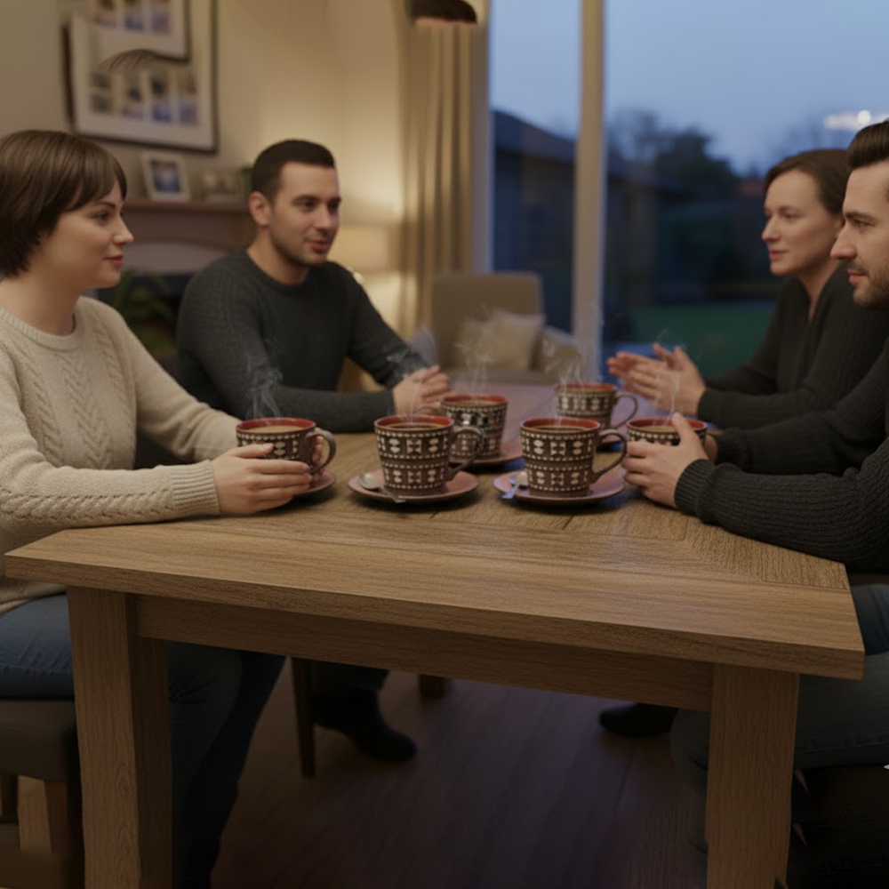 طقم فناجين مع صحون – 12 قطعة (200 مل)