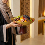 وعاء بقاعدة خشبية - وسط