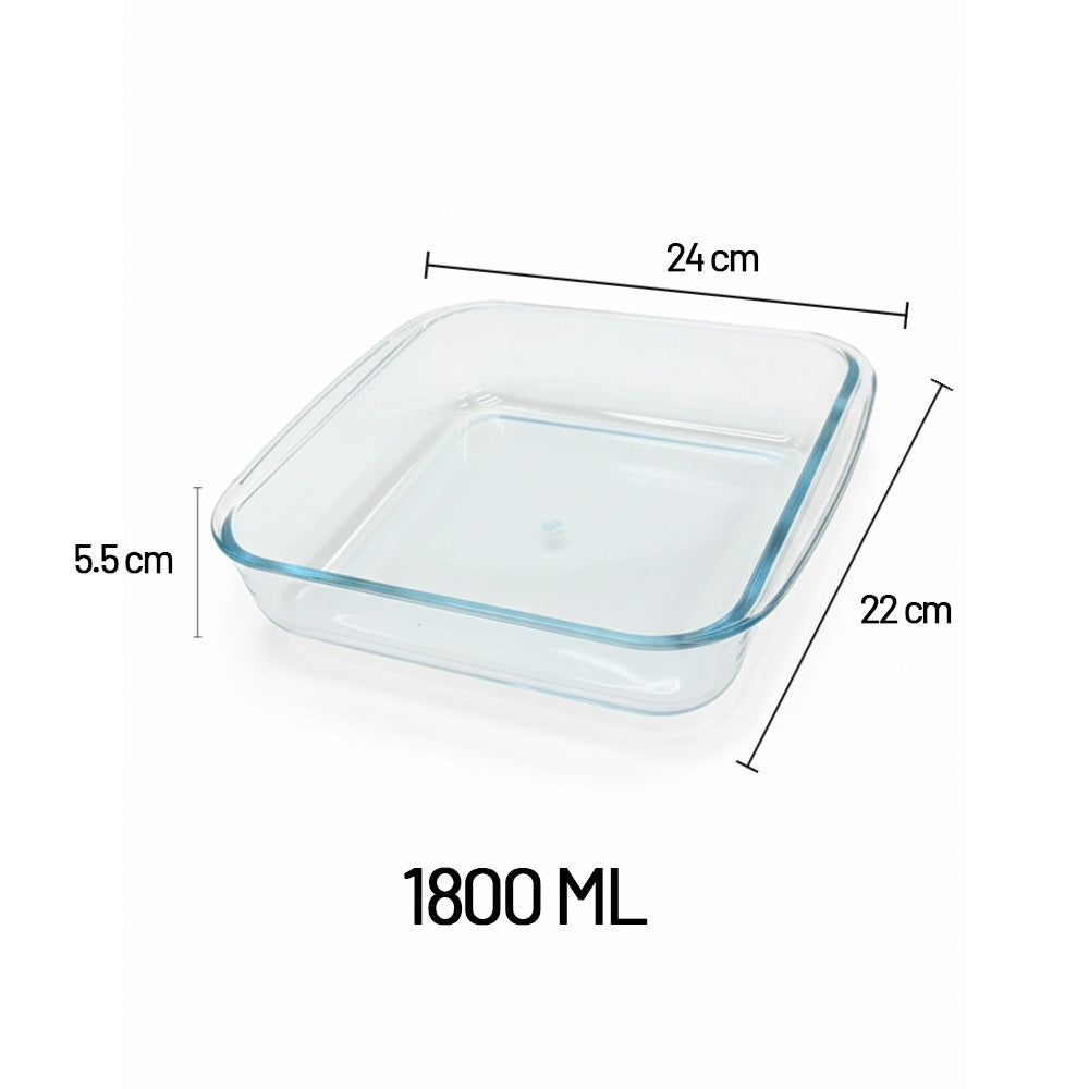 طبق فرن زجاجي مربع