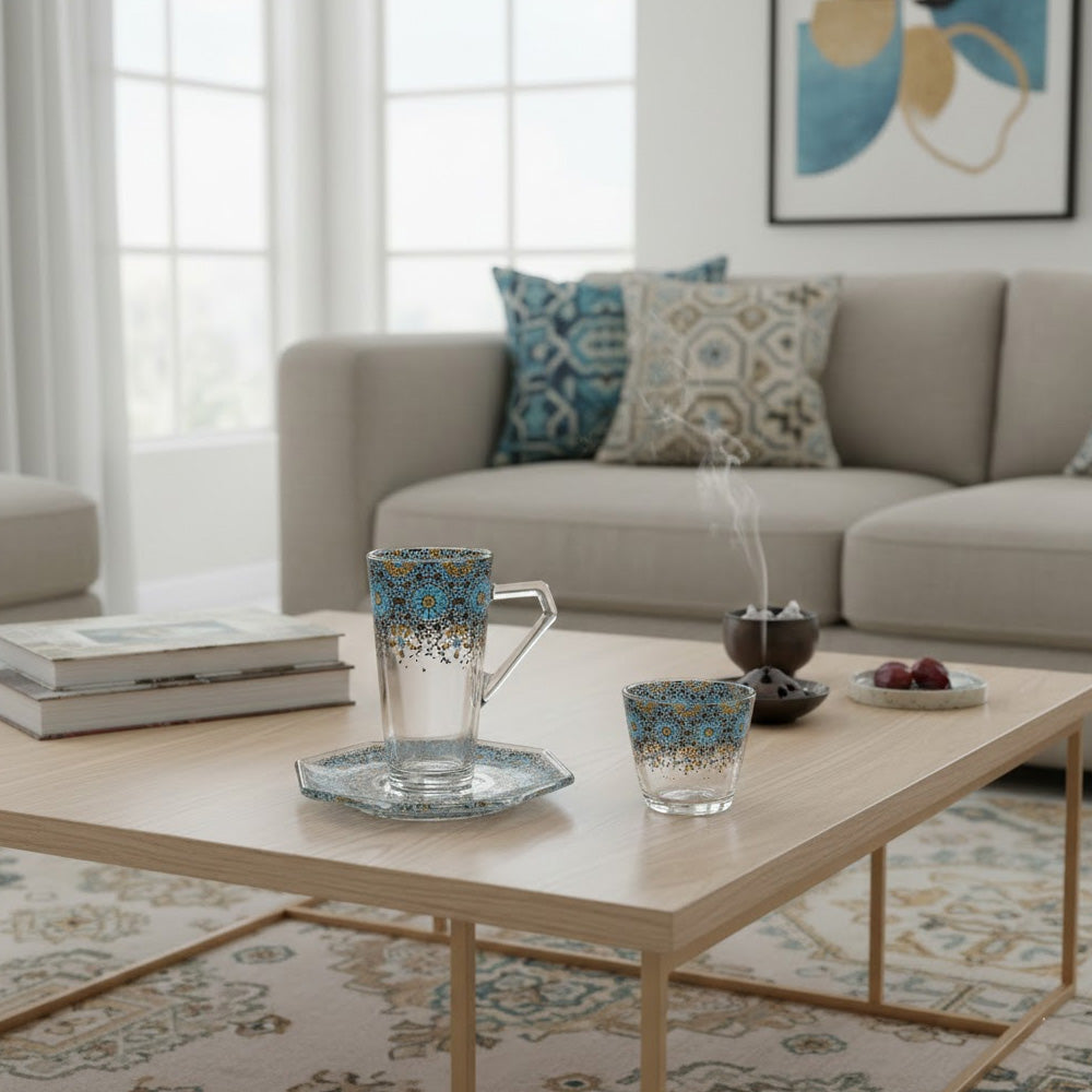 طقم استكانة وفنجان 18 قطعة