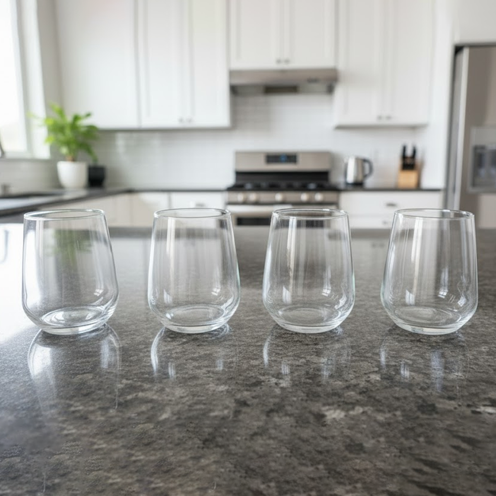 طقم أكواب زجاجية شفافة بيضوية