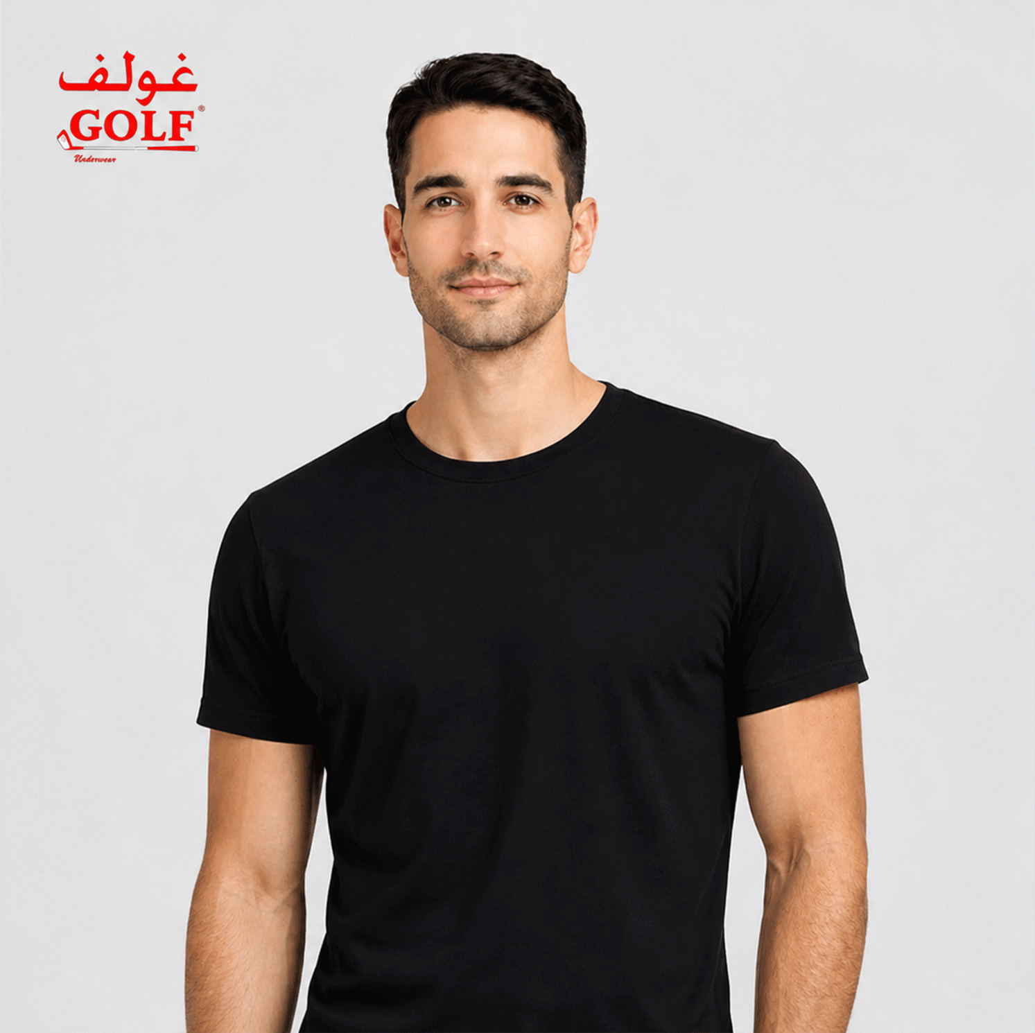 تيشيرت رقبة دائرية نصف كم / 1قطعة أسود