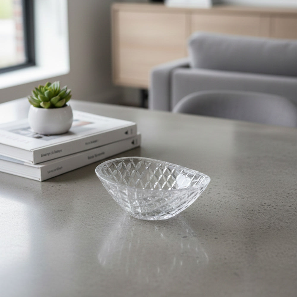 وعاء تقديم زجاجي مقطوع بالكريستال
