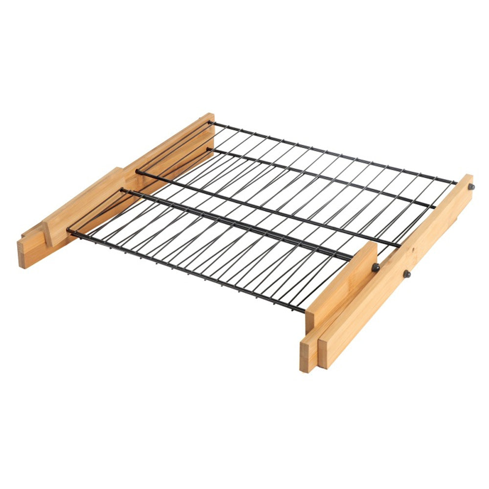 مصفاة أطباق عصرية من الخيزران والفولاذ بطبقتين