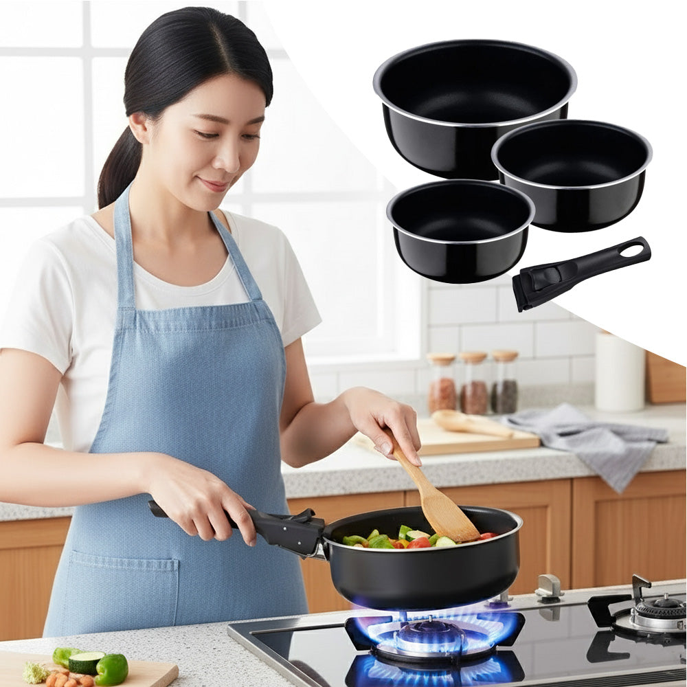 طقم قدور بمقبض قابل للفصل – 4 قطع (16، 18، 20 سم)