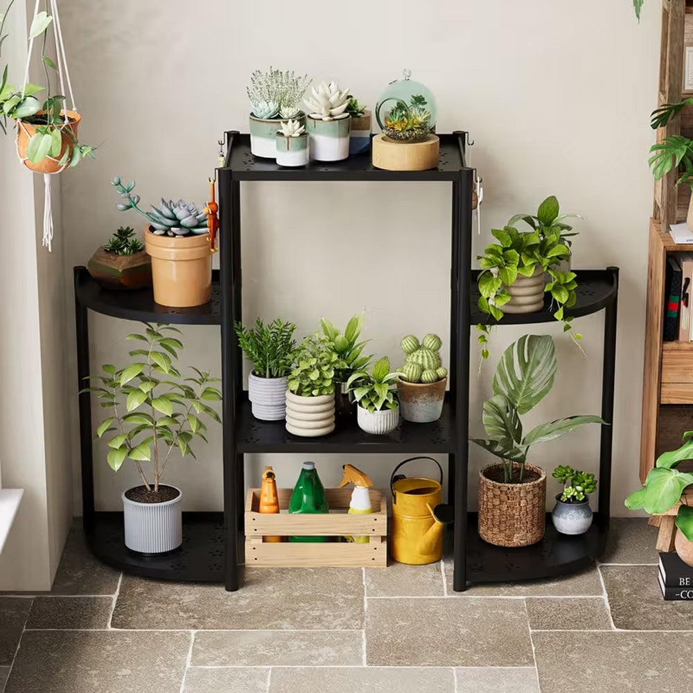 حامل نباتات من الفولاذ والبلاستيك مع 6 رفوف