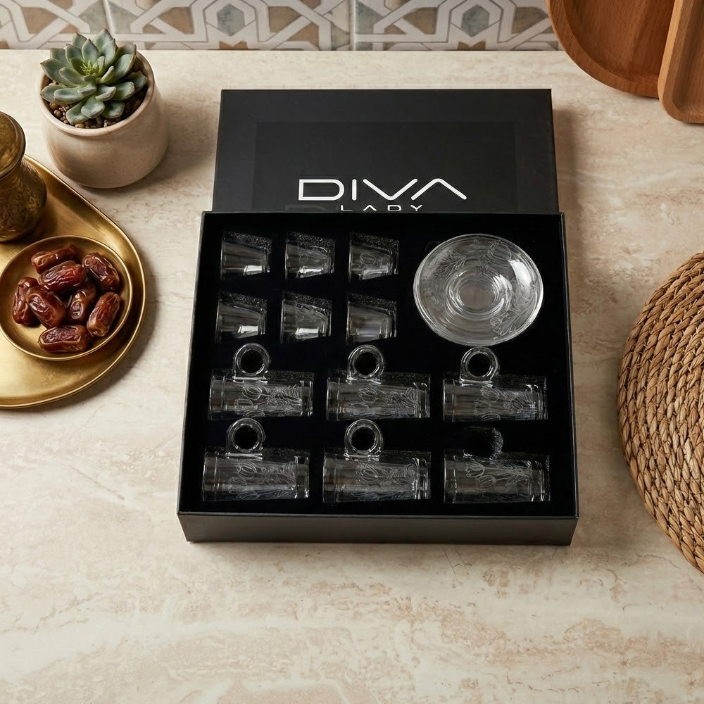 طقم استكانة وفنجان 18 قطعة