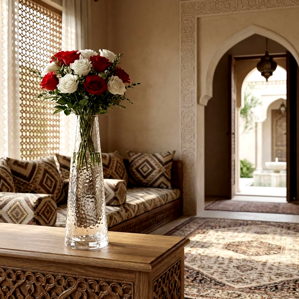 مزهرية زهور زجاجية