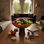 وعاء بقاعدة خشبية - كبير