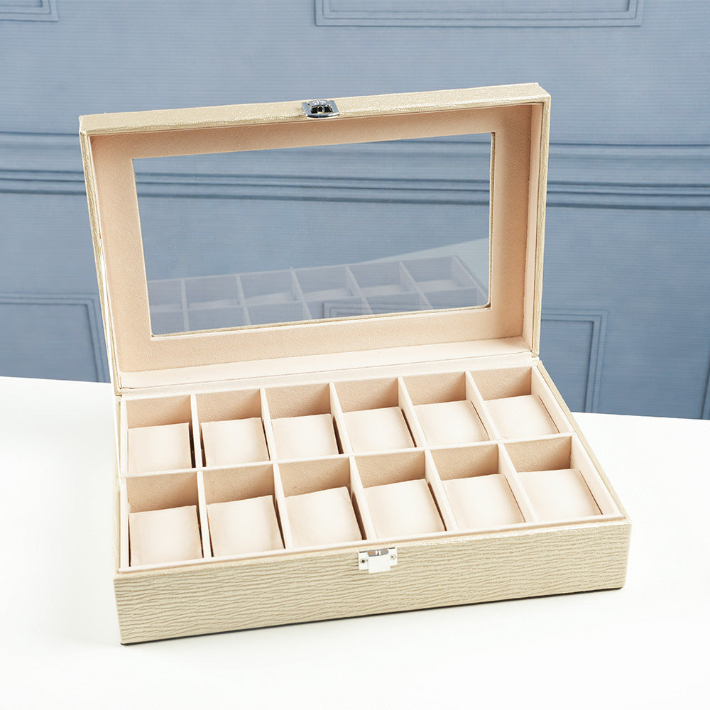 صندوق عرض ساعات أنيق ذو 12 فتحة