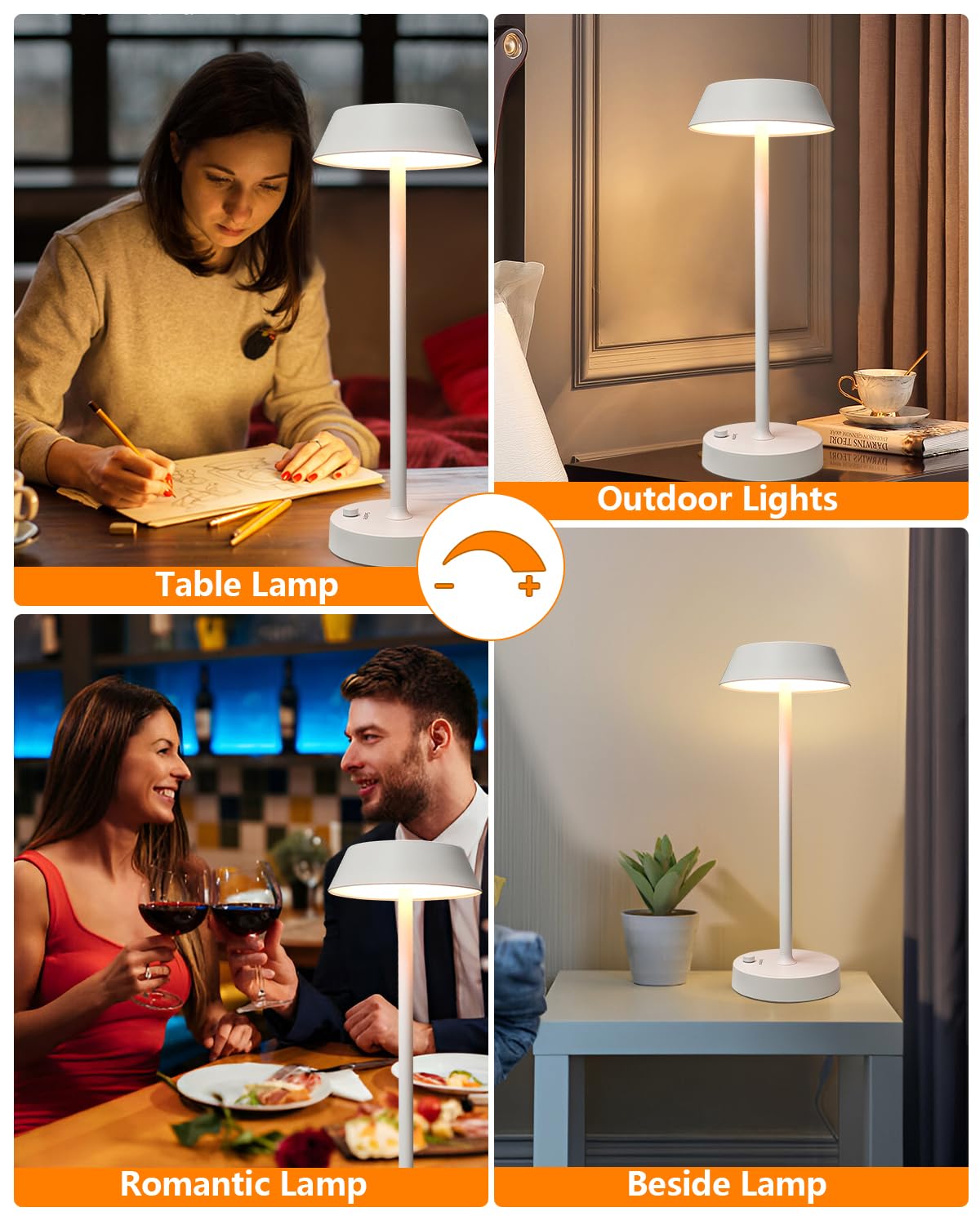 مصباح طاولة معدني قابل للشحن