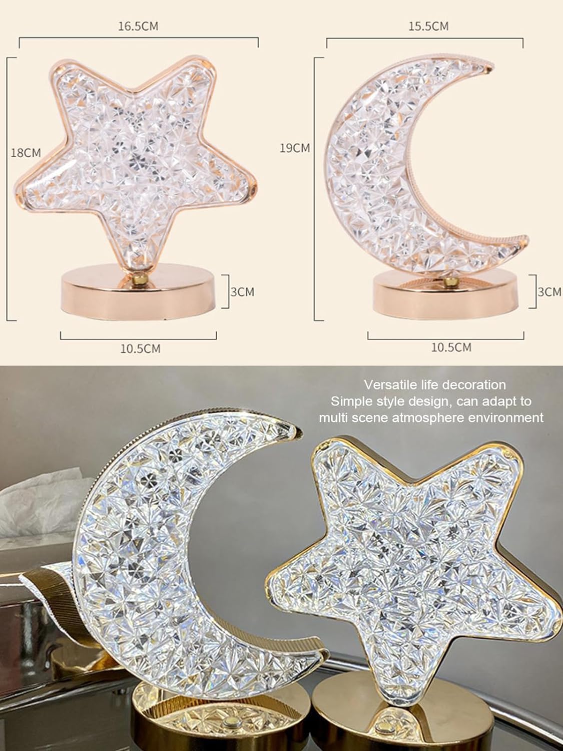 مصباح طاولة من الكريستال على شكل نجمة