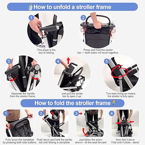 عربة أطفال خفيفة الوزن بنقرة واحدة