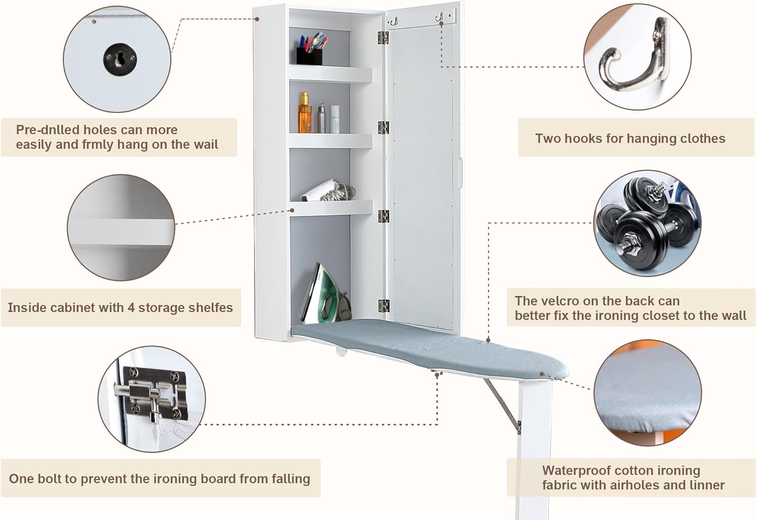 لوح مُنظم مع خزانة تخزين ومرايا