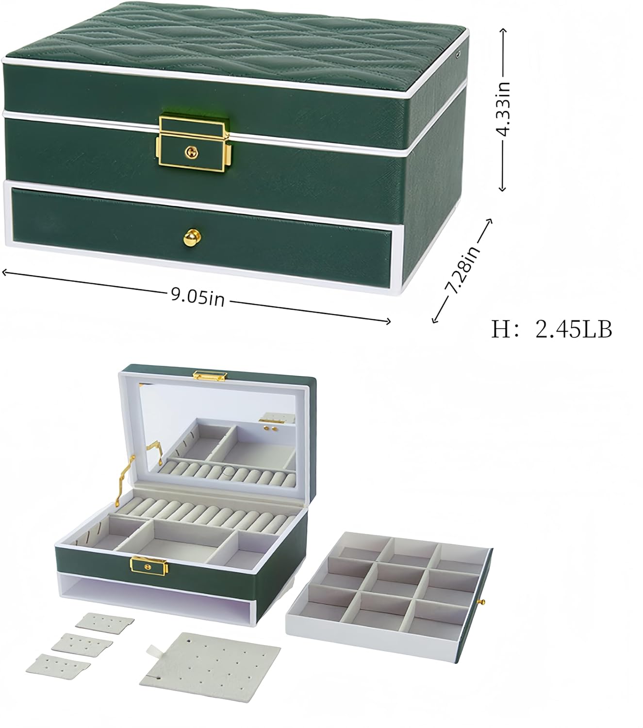 صندوق مجوهرات نسائي 2 طبقة