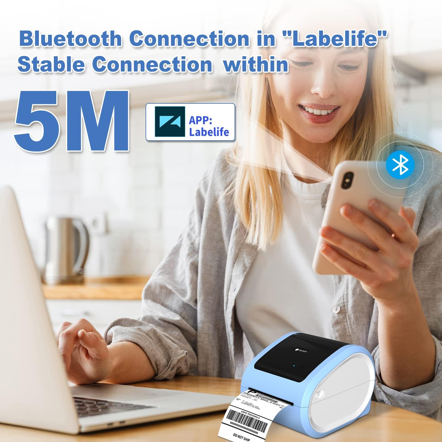 طابعة حرارية لملصقات الشحن Phomemo D520-BT Bluetooth / أزرق