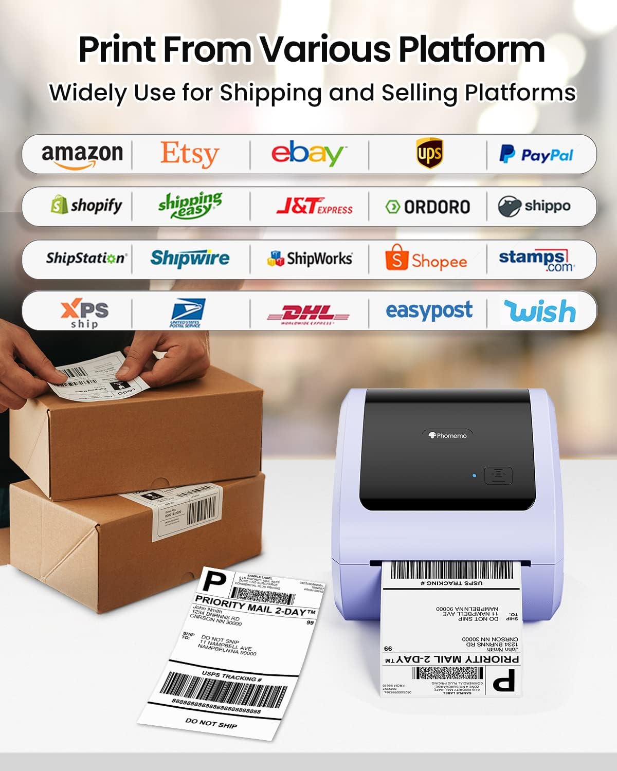 Phomemo D520-BT Thermal Label Printer / Purple