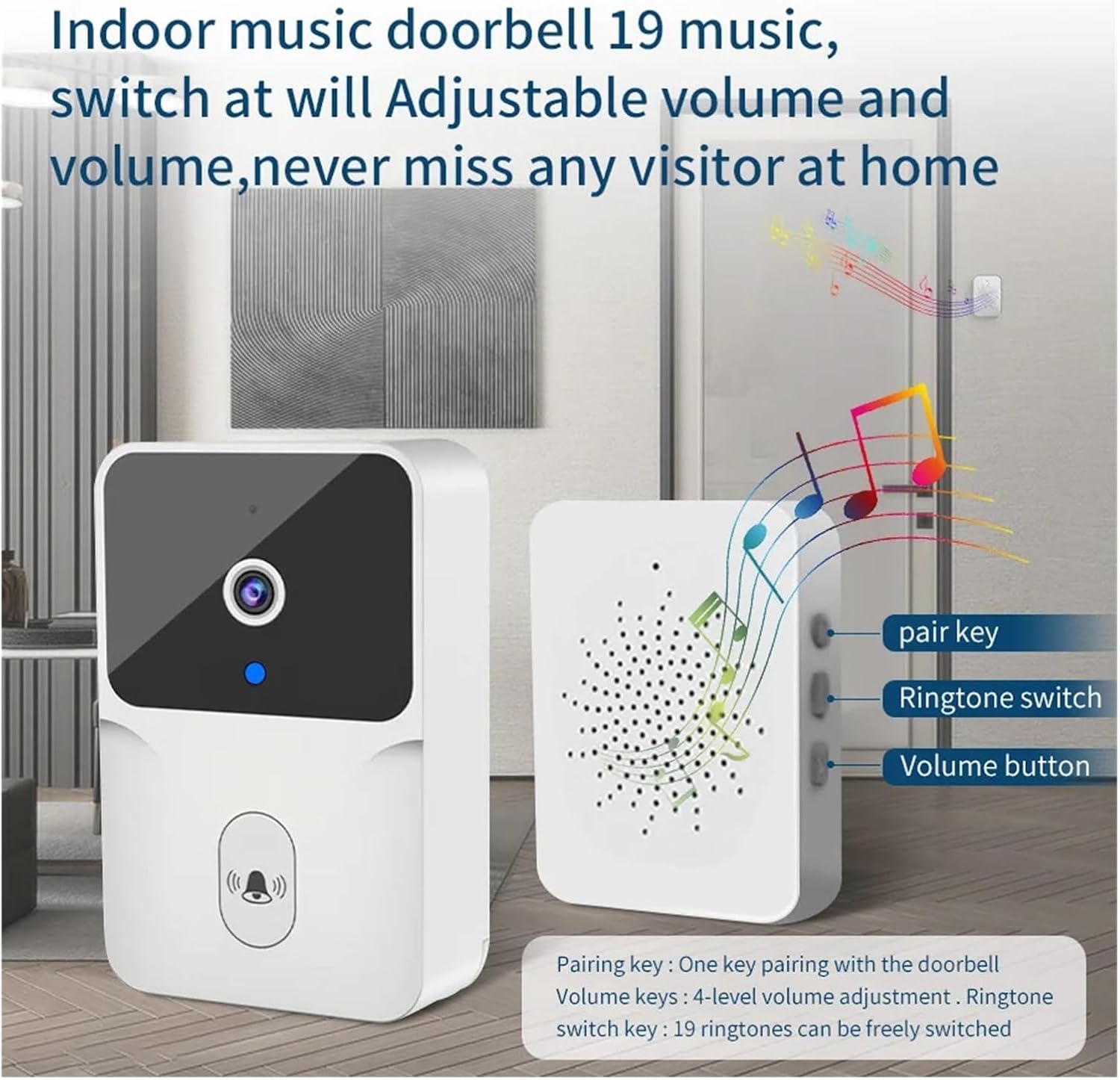 جرس باب فيديو WiFi ، لاسلكي