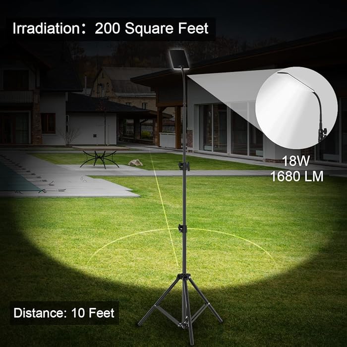 مصباح التخييم بإضاءة إل إي دي مع حامل ثلاثي