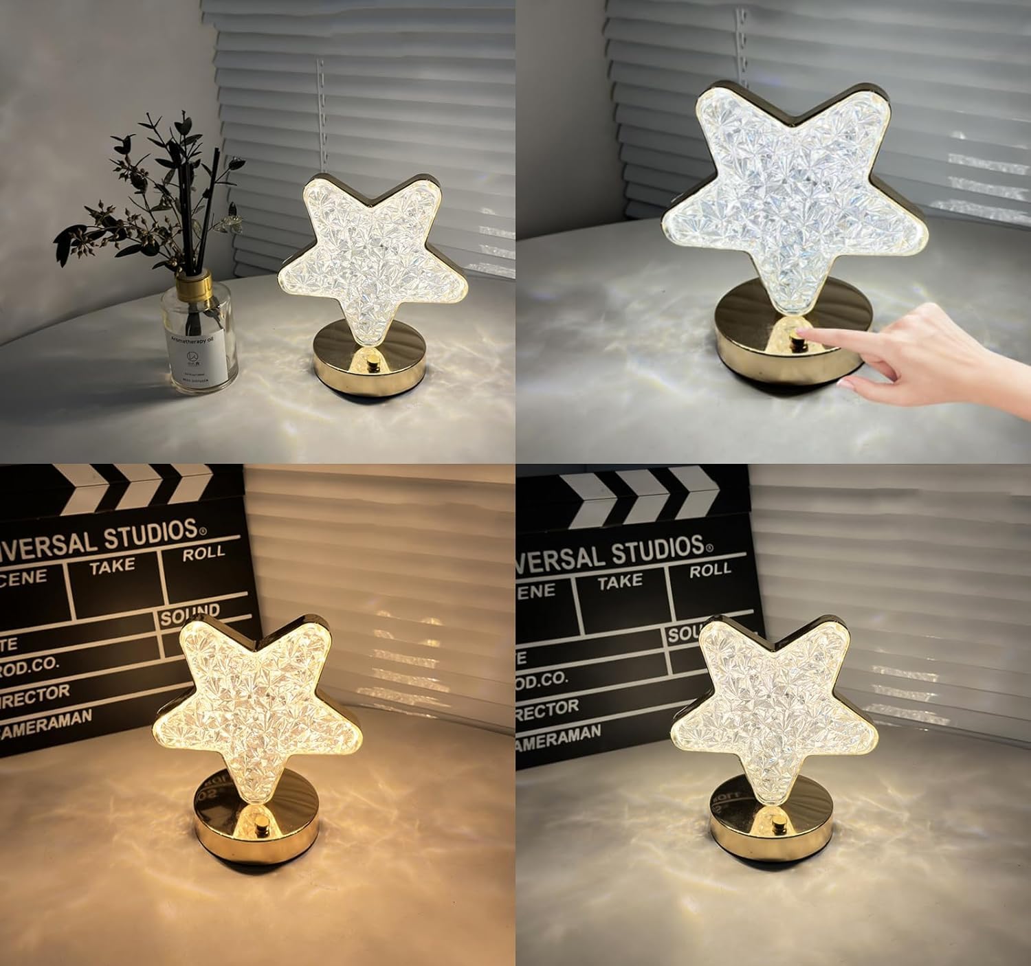 مصباح طاولة من الكريستال على شكل نجمة