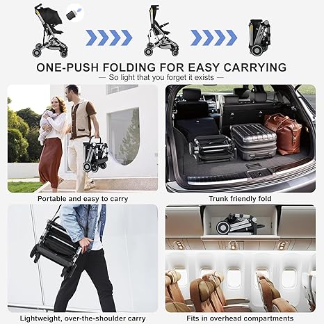 عربة أطفال خفيفة الوزن بنقرة واحدة