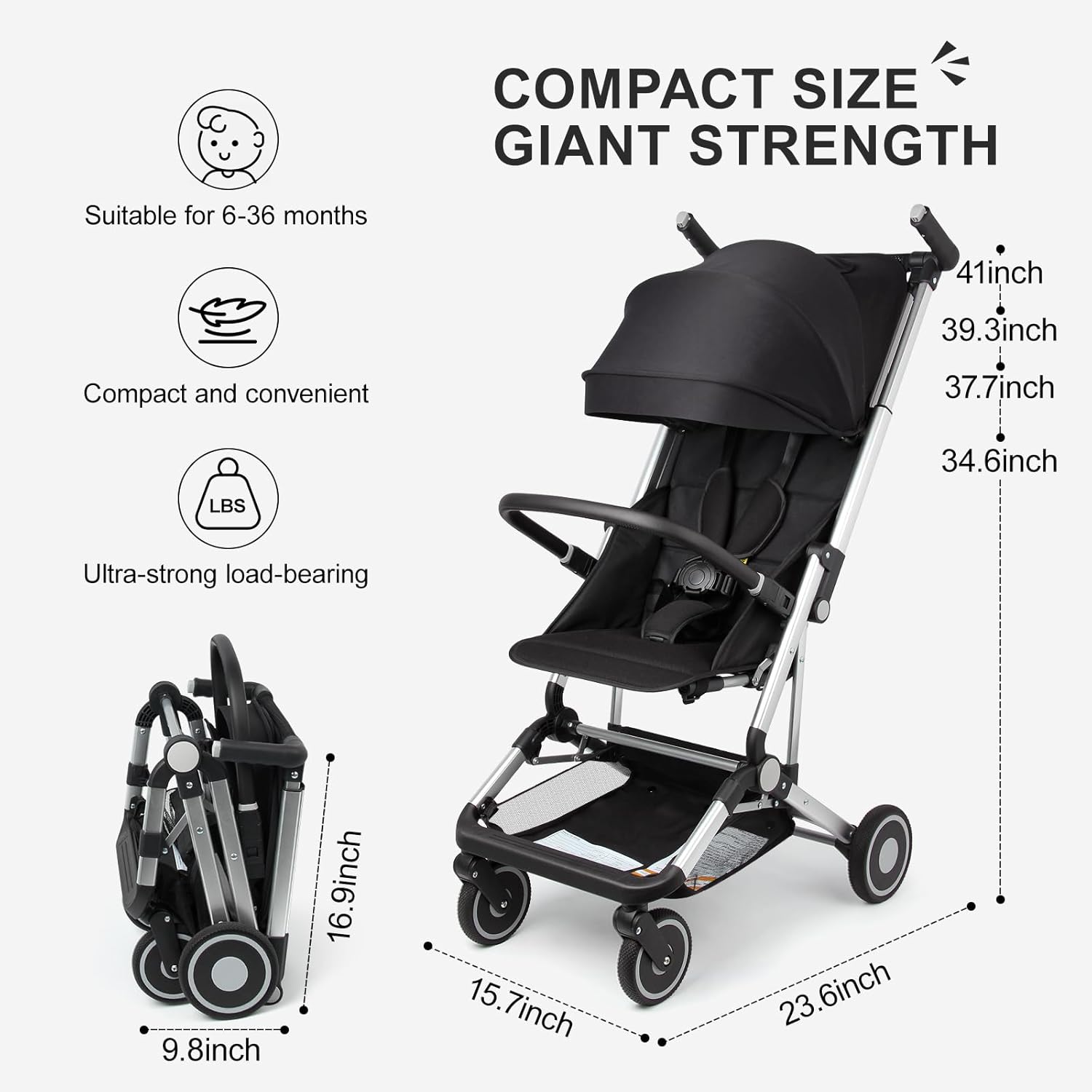 عربة أطفال خفيفة الوزن بنقرة واحدة