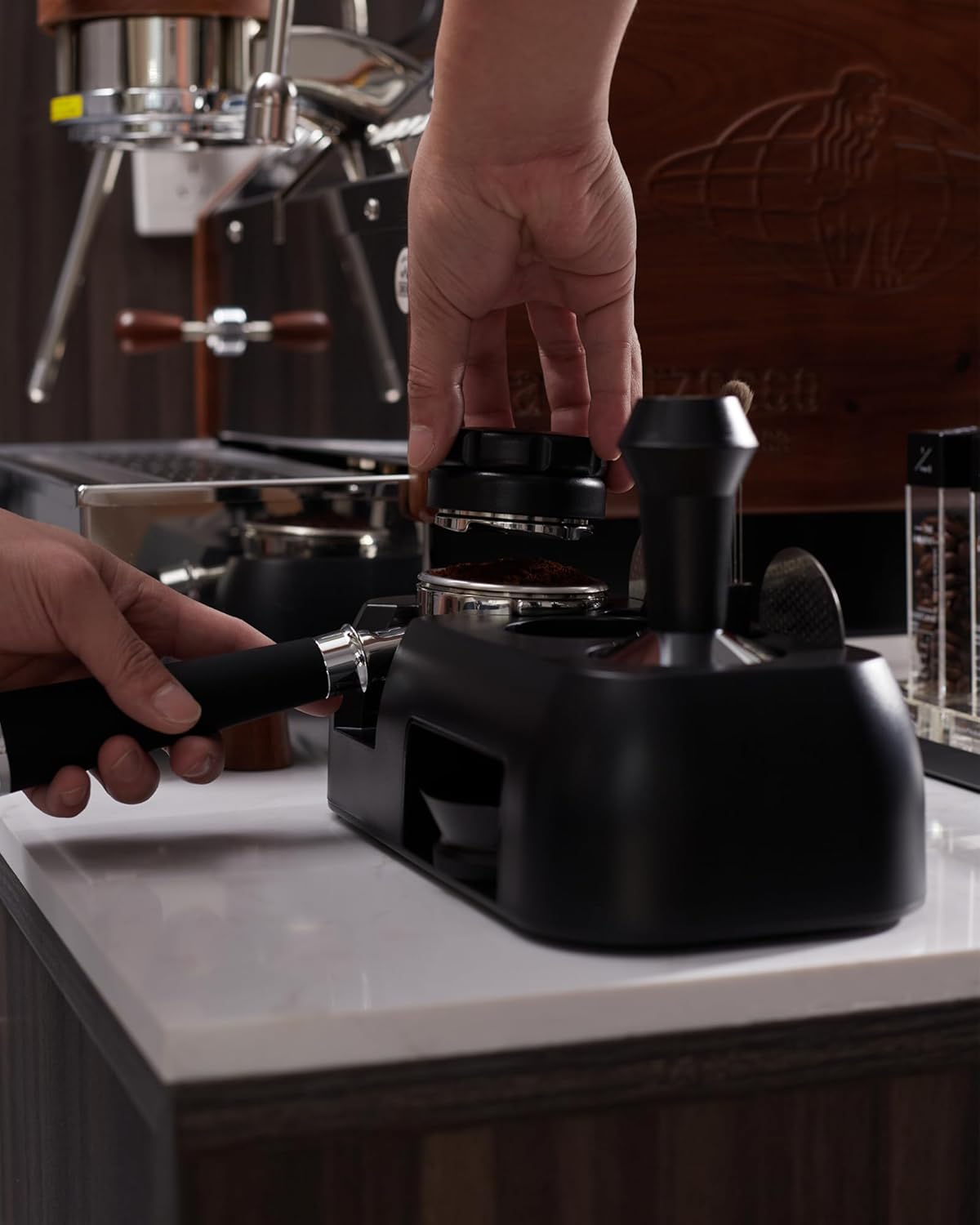 محطة دك الأسبريسو مع فلاتر القهوة