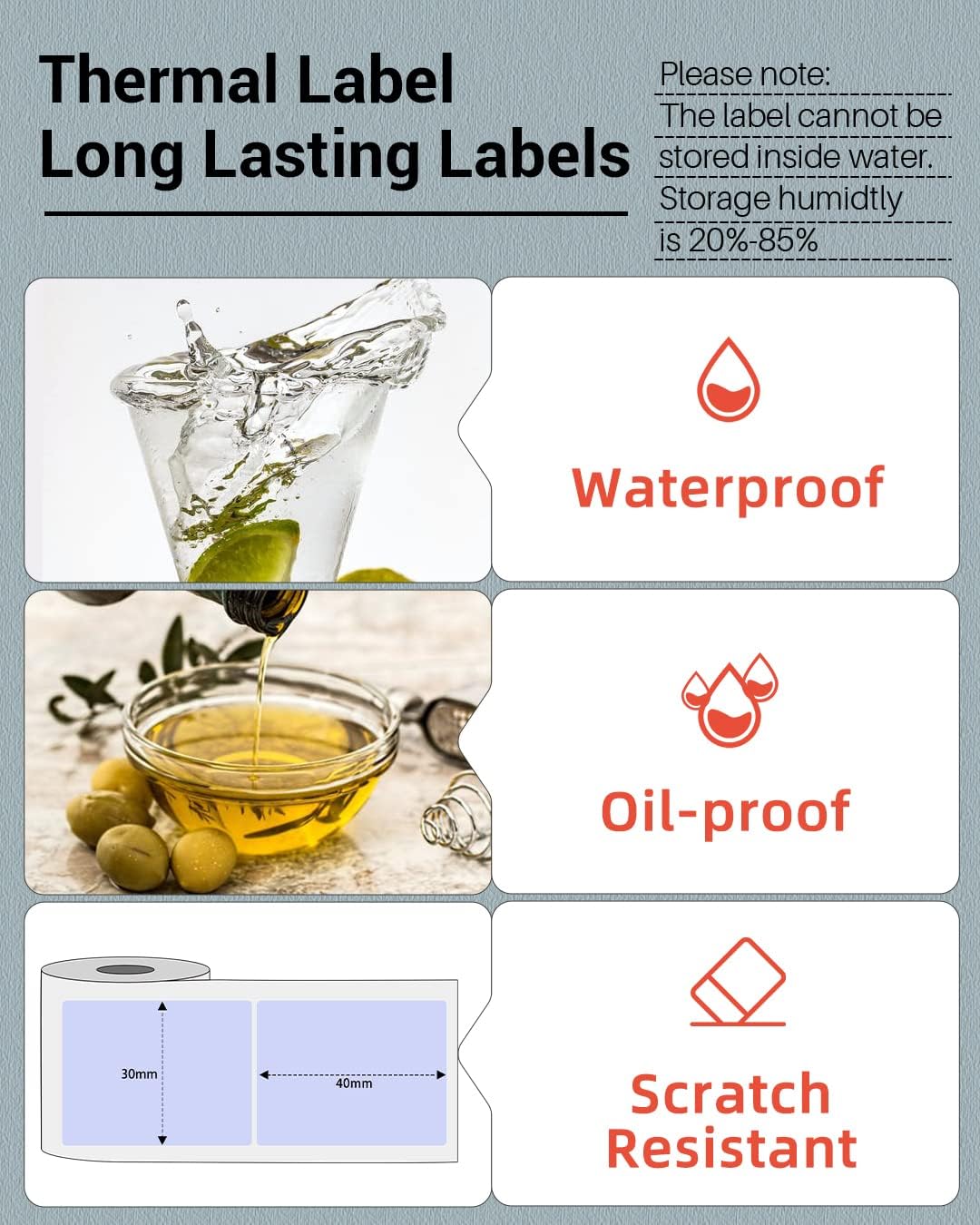 ملصقات طابعة فوميمو 40x30mm/230Pcs مربعة / أرجوانية