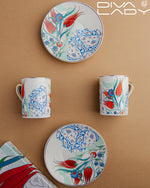 طقم فنجان قهوة بنقش زهور