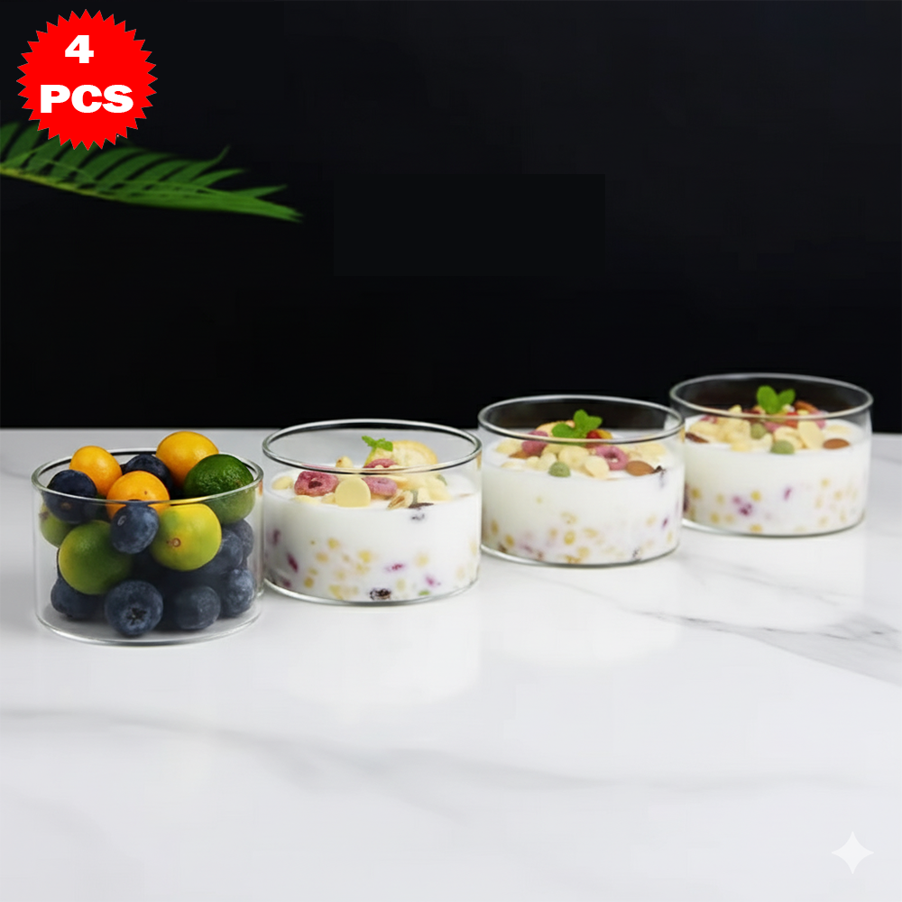 طقم أكواب تقديم زجاجية شفافة 4 قطع (245 مل)